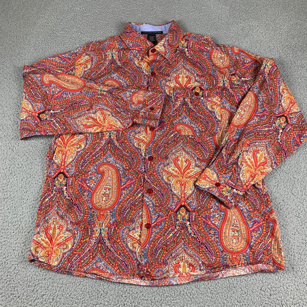 Le Jean De‎ Marithe Francois Girbaud Shirt Mens 2XL Red Paisley Designer Vintage